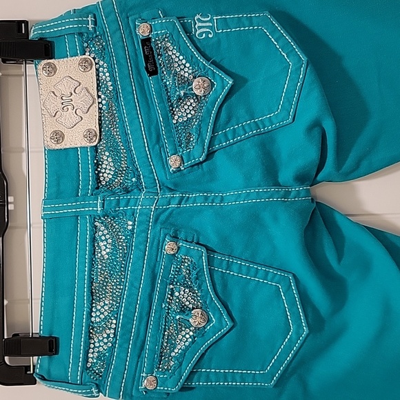 Miss Me Teal Skinny Low Rise Jeans Size 26 - Picture 5 of 11